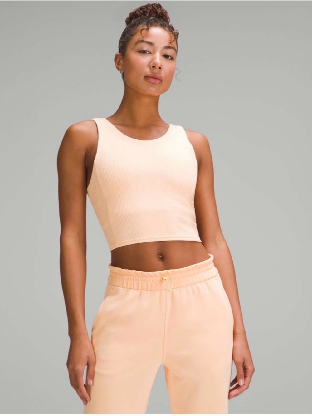 Lululemon Ribbed Softstreme Cropped Tank Top size 4 in Peach Bellini